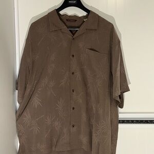 Tommy Bahama Tropic Isles Hawaiian Silk Camp Shirt Color- Tapenade